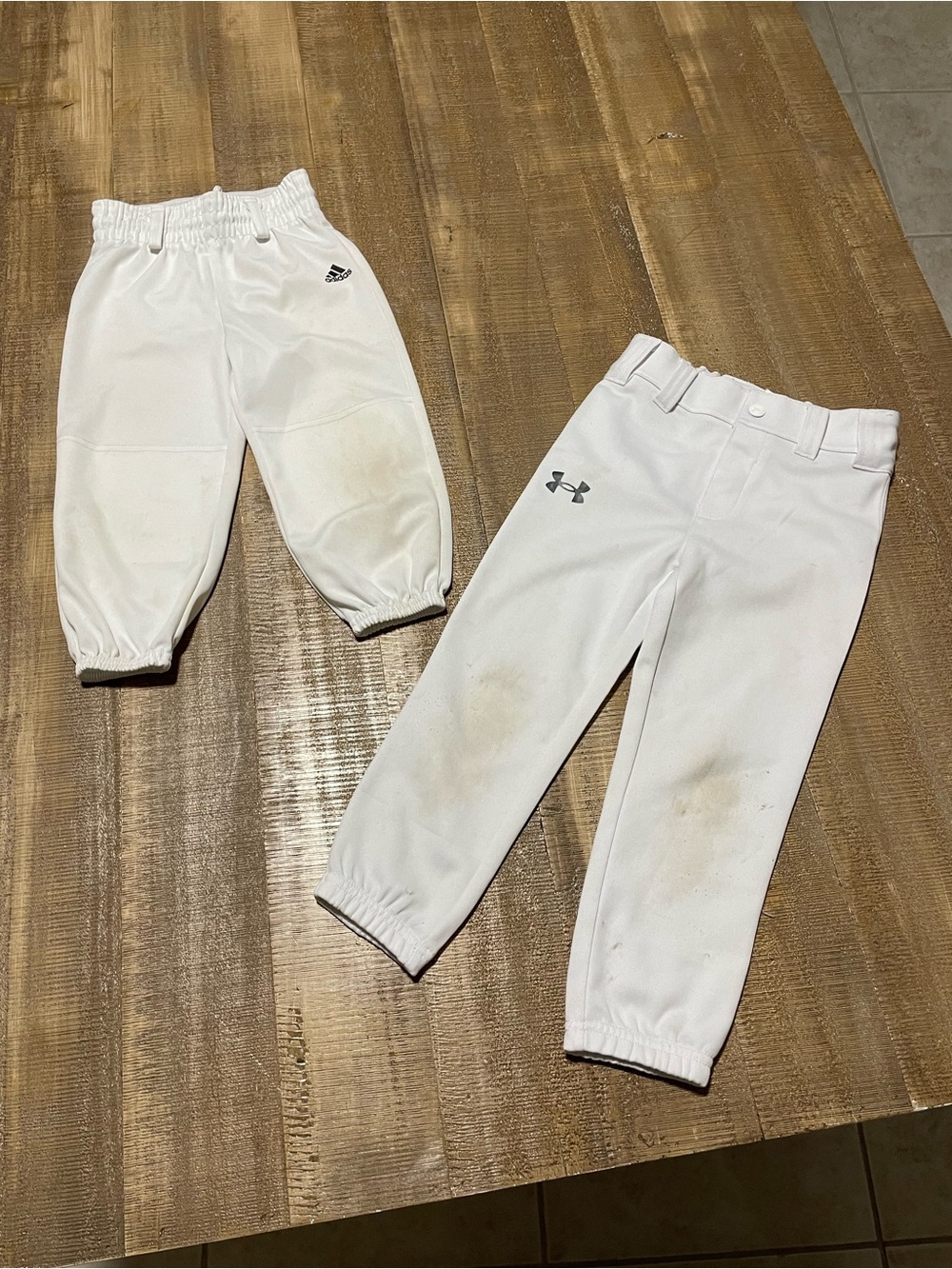 Adidas and under armour toddler Kids size 4 XXS White Athletic Baseball Pants